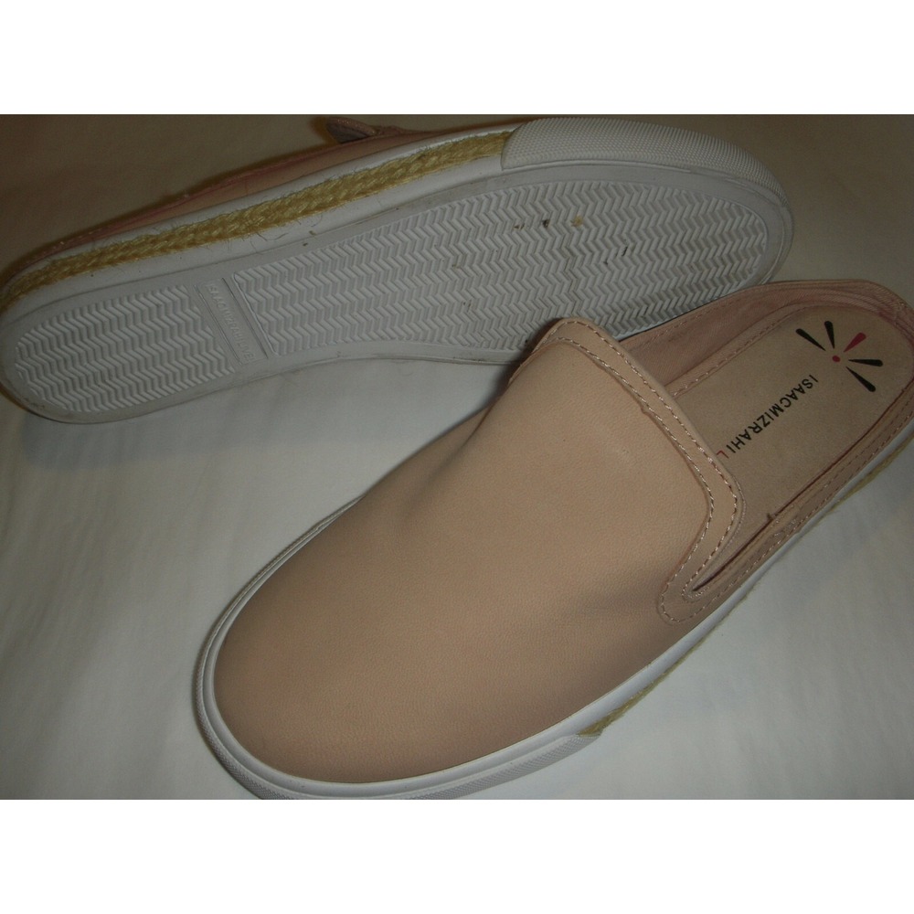 Isaac Mizrahi Live Slide Leather Clog Sneakers Mules Womens 8.5 M Pink Nubuck